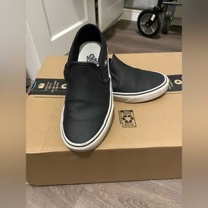 Vans leather slip ons
